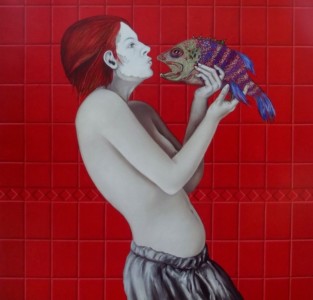 Tina mit Fisch – Peter Nagel