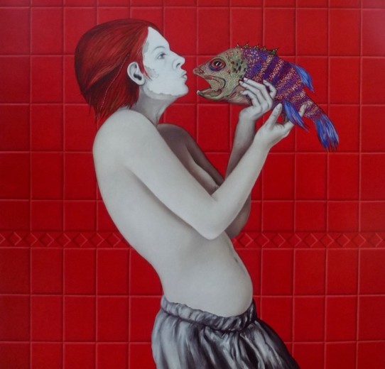 Tina mit Fisch – Peter Nagel