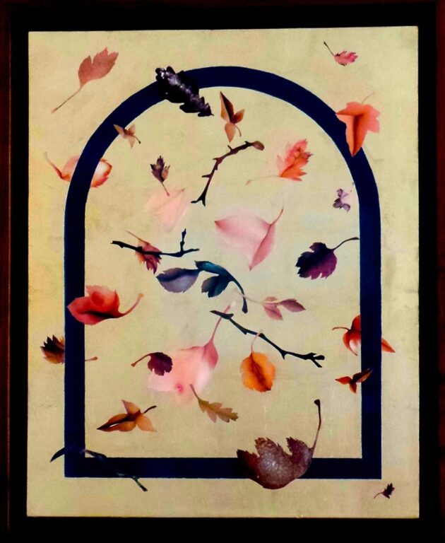 Collage Blätter bunt blattgold von Jonathan Yeo