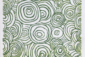 ATELIER FREISTIL: Circles Green – Linoldruck Auf Holz, Signiert, Mit Aufhänger – 44 X 32 Cm