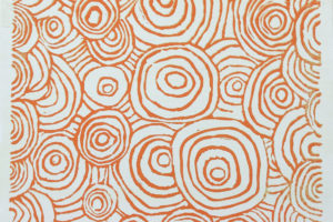 ATELIER FREISTIL: Circles Orange – Linoldruck Auf Holz, Signiert, Mit Aufhänger – 44 X 32 Cm