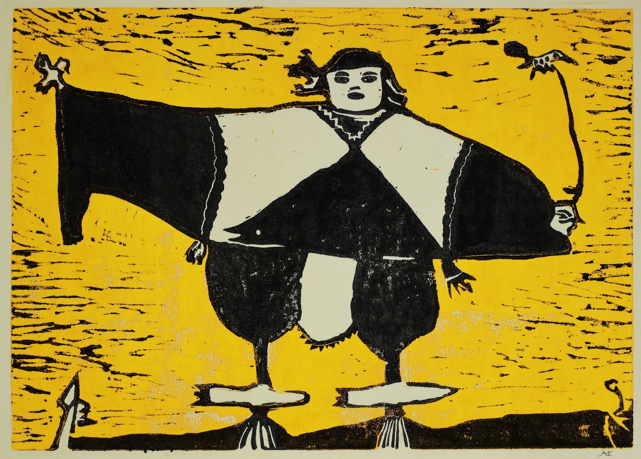 ATELIER FREISTIL: Frei Sein - Linoldruck auf Holz, signiert, mit Aufhänger - 44 x 32 cm