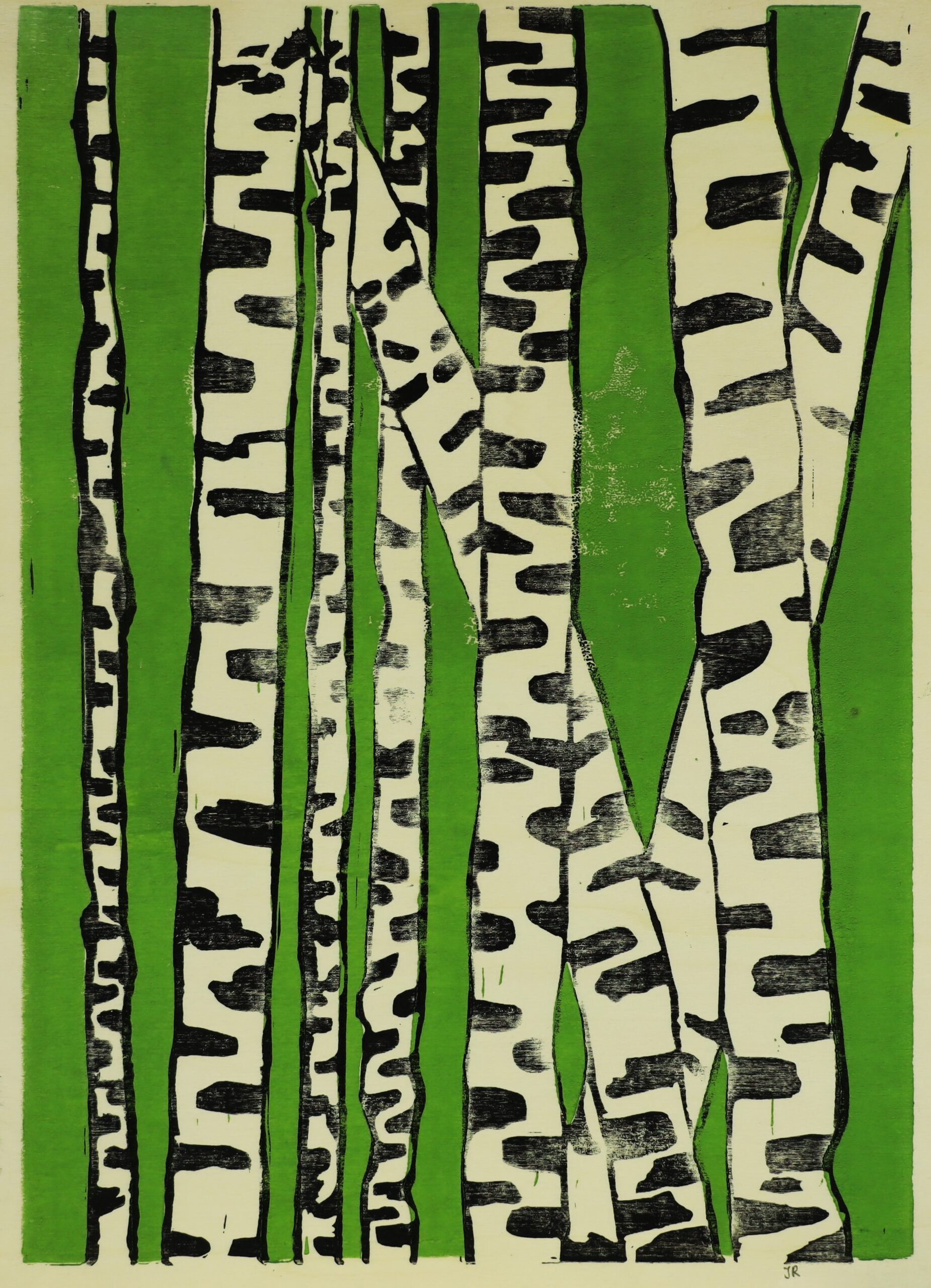ATELIER FREISTIL: Birken - Linoldruck auf Holz, signiert, mit Aufhänger - 44 x 32 cm