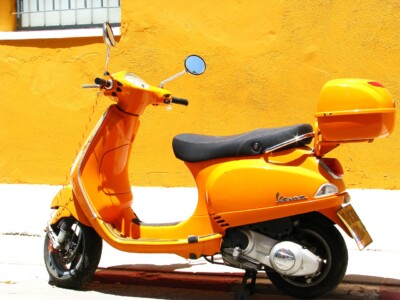 Orange Vespa in Tel Aviv or When Life Gives You Lemons Eat Oranges