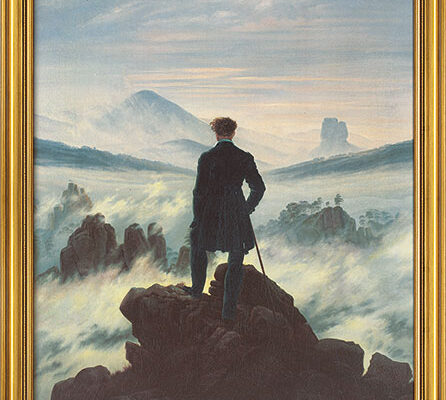 Caspar David Friedrich: Bild „Der Wanderer über dem Nebelmeer“ (1818), gerahmt