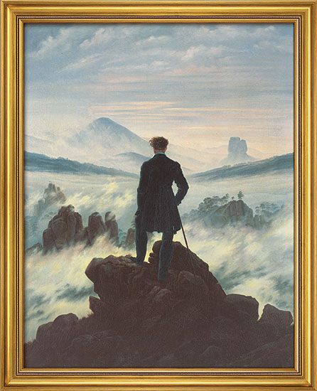 Caspar David Friedrich: Bild „Der Wanderer über dem Nebelmeer“ (1818), gerahmt