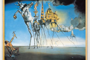Salvador Dalí: Bild „Die Versuchung des Heiligen Antonius“ (1946), gerahmt