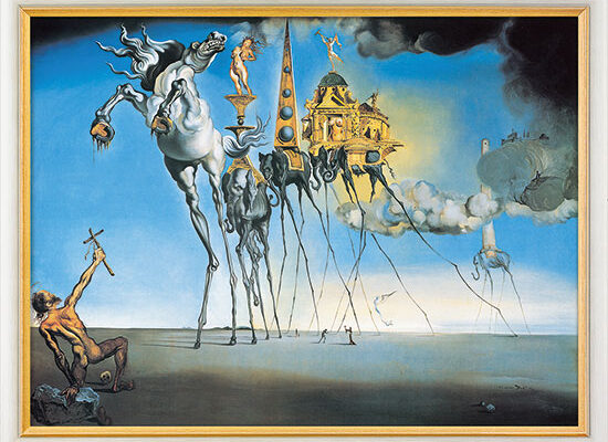 Salvador Dalí: Bild „Die Versuchung des Heiligen Antonius“ (1946), gerahmt