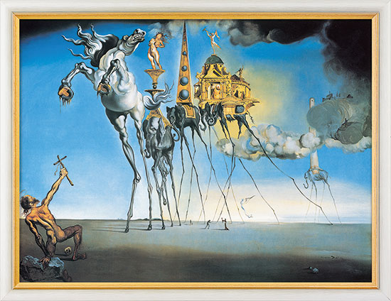 Salvador Dalí: Bild „Die Versuchung des Heiligen Antonius“ (1946), gerahmt