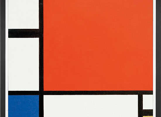 Piet Mondrian: Bild „Komposition in Rot, Blau und Gelb“ (1930), gerahmt