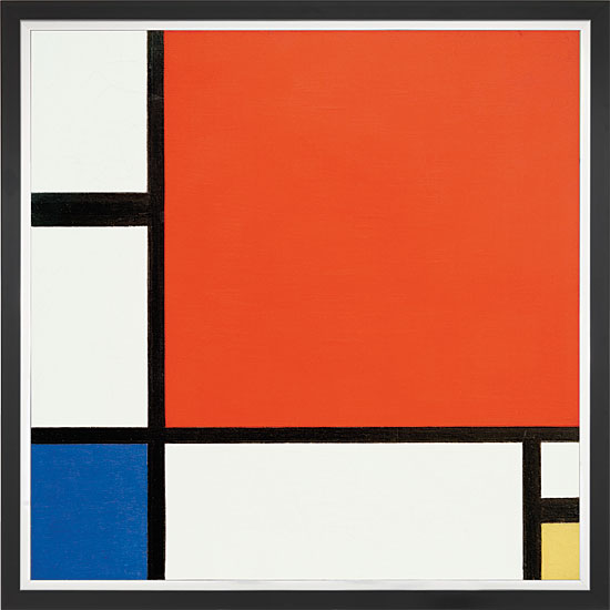 Piet Mondrian: Bild „Komposition in Rot, Blau und Gelb“ (1930), gerahmt