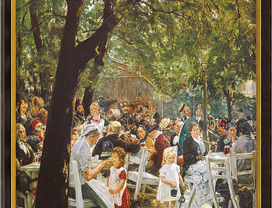 Max Liebermann: Bild „Münchner Biergarten“ (1884), gerahmt