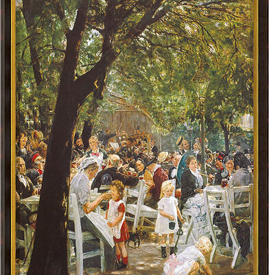 Max Liebermann: Bild „Münchner Biergarten“ (1884), gerahmt