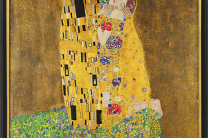 Gustav Klimt: Bild „Der Kuss“ (1907-08), Gerahmt