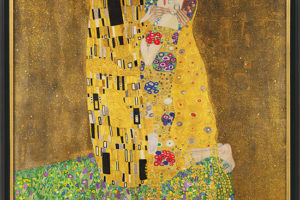 Gustav Klimt: Bild „Der Kuss“ (1907-08), gerahmt