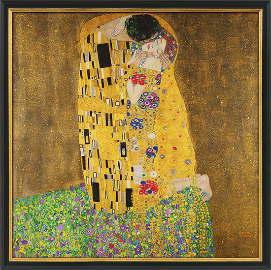Gustav Klimt: Bild "Der Kuss" (1907-08), gerahmt