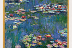 Claude Monet: Bild „Seerosen“ (1916), Version Weiß-goldfarben Gerahmt