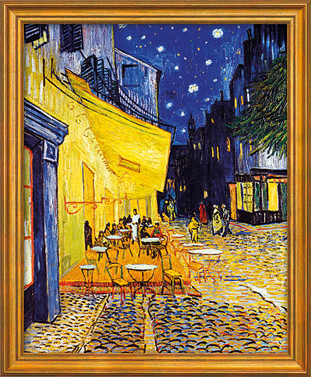 Vincent van Gogh: Bild „Café-Terrasse am Abend in Arles“ (1888), gerahmt