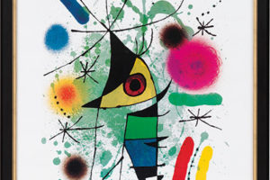 Joan Miró: Bild „Der singende Fisch“ (1972), gerahmt