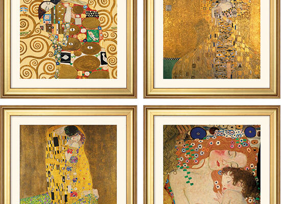 Gustav Klimt: 4 Bilder im Set, gerahmt