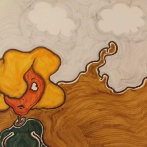 Frau vor Landschaft